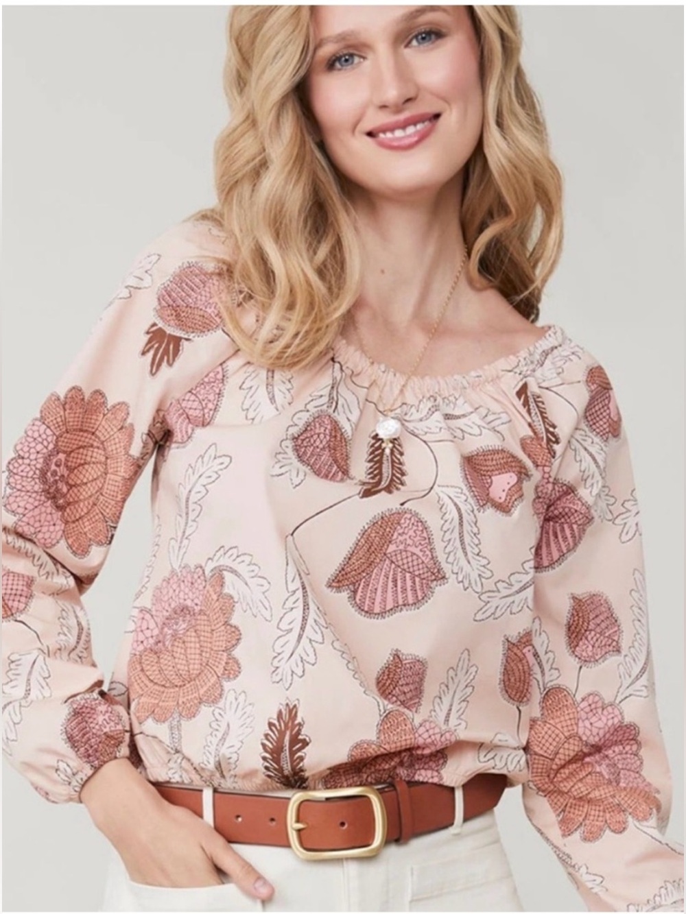 Spartina 449 Madsen Pink Floral Peasant Blouse